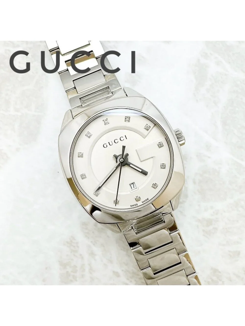 Gucci 142.5 Watch Diamond Quartz Stainless Steel 17